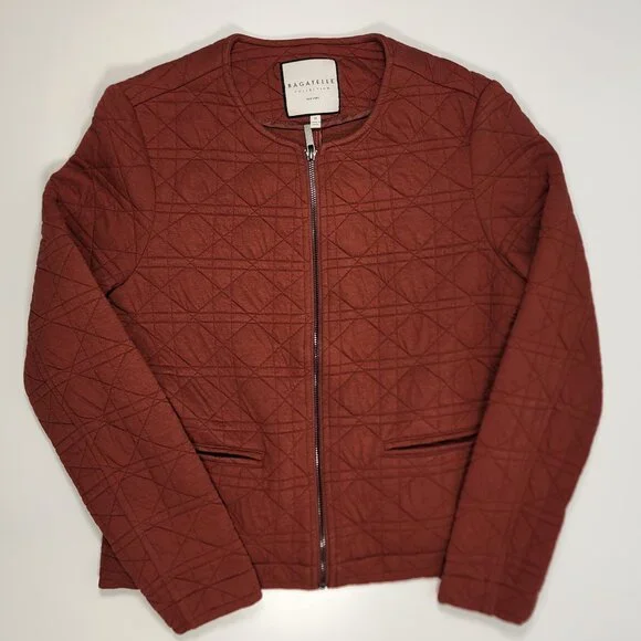 Bagatelle Collection Quilted Jacket Rust Zip Front Size M - Picture 2 of 11